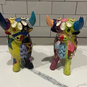 Peruvian Marriage Bulls (Toritos de Pucará) Hand-Painted Folk Art Pai